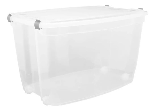 03 Caixa Organizadora Grande Plástico 78 Litros Transparente