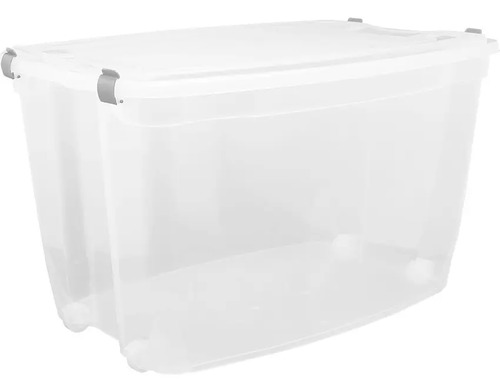 03 Caixa Organizadora Grande Plástico 78 Litros Transparente
