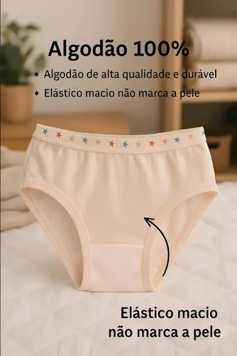 10 Calcinha Infantil Algodão Tradicional Menina Atacado