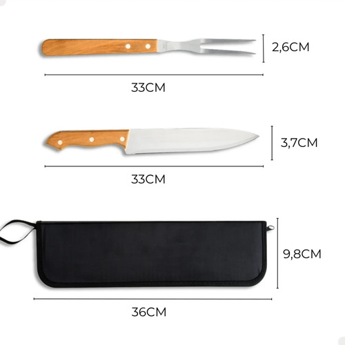 10 Kit Churrasco Faca Garfo E Estojo Personalizado Nome Time