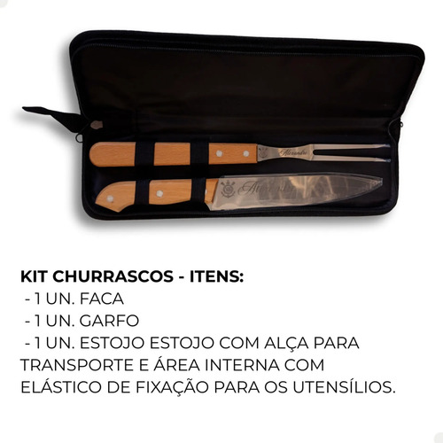 10 Kit Churrasco Faca Garfo E Estojo Personalizado Nome Time