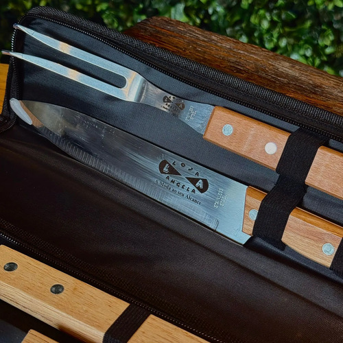 10 Kit Churrasco Faca Garfo E Estojo Personalizado Nome Time