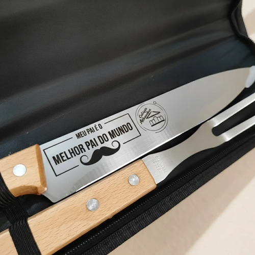 10 Kit Churrasco Faca Garfo E Estojo Personalizado Nome Time