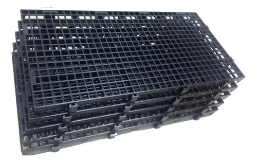 10 Pcs Pallet Estrado Plásticos Preto 25x50x2,5cm Piso Palete Plástico Modular Marwell