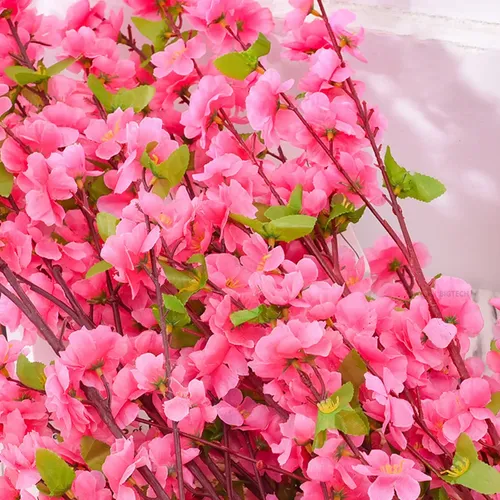 10 Ramos De Flor Artificial Cerejeira Grande Flor De Pêssego