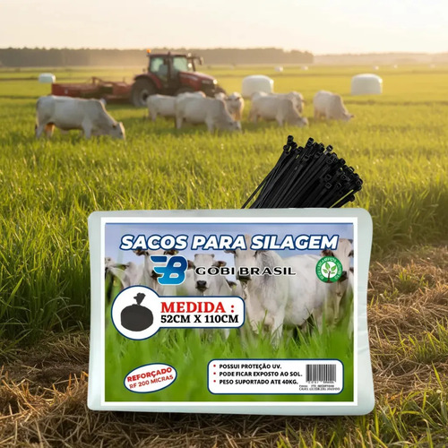 100 Sacos Para Silagem Branco + 100 Abraçadeiras Saco Para Silo Lona Para Silo 200 Micras - Gobi Brasil