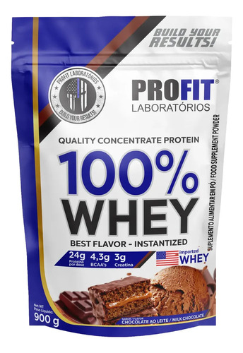 100 whey concentrado refil 900g profit sabor chocolate