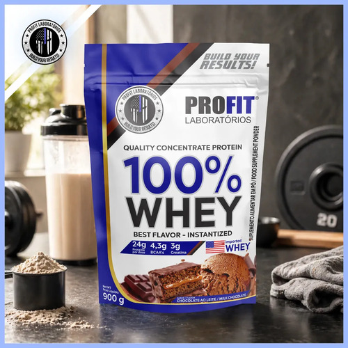 100% Whey - Concentrado Refil 900g -profit Sabor Chocolate