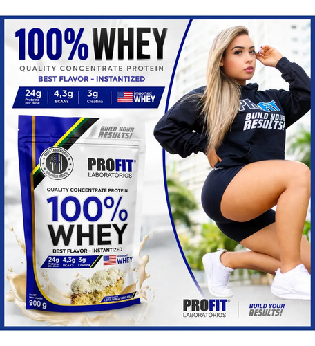 100% Whey Quality Concentrate Protein Refil 900g - Profit Sabor Leite Niño