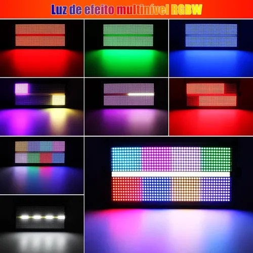 1000w 8+8 Strobo Atomico Led Rgbw Dmx Com Fita Dj Para Festa