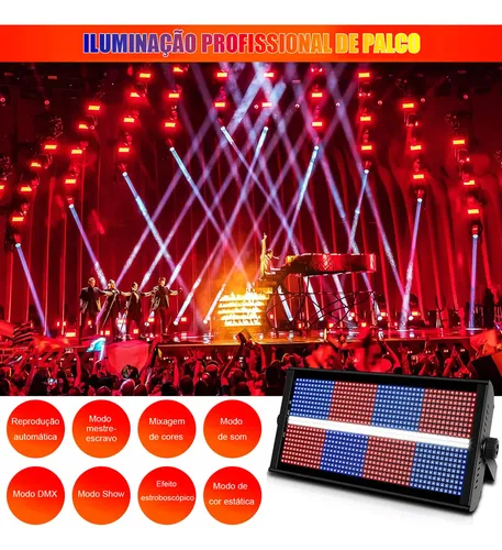 1000w 8+8 Strobo Atomico Led Rgbw Dmx Com Fita Dj Para Festa