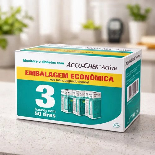 150 tiras accu chek active para controle e medicao de glicem