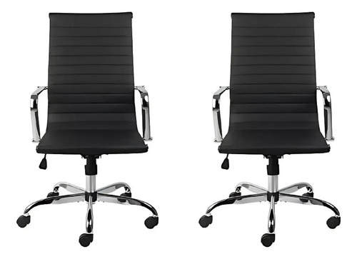 2 Cadeiras Charles Eames Esteirinha Secretária Executiva Cor Preto
