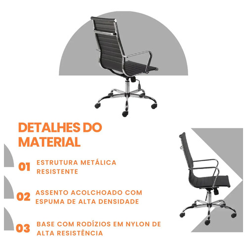 2 Cadeiras Charles Eames Esteirinha Secretária Executiva Cor Preto