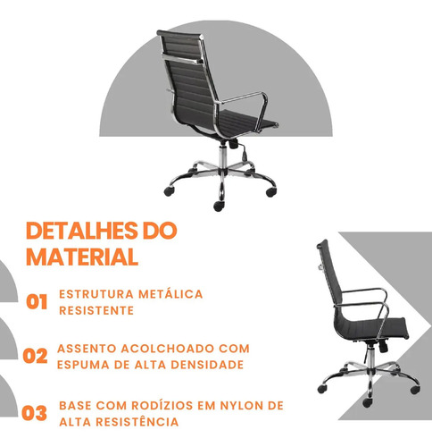 2 Cadeiras Charles Eames Esteirinha Secretária Executiva Cor Preto