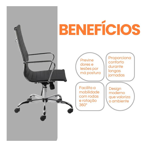 2 Cadeiras Charles Eames Esteirinha Secretária Executiva Cor Preto