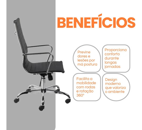 2 Cadeiras Charles Eames Esteirinha Secretária Executiva Cor Preto