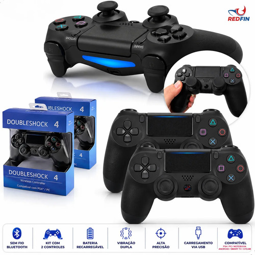 2 controles redfin sem fio compativel com ps4 pc e android c