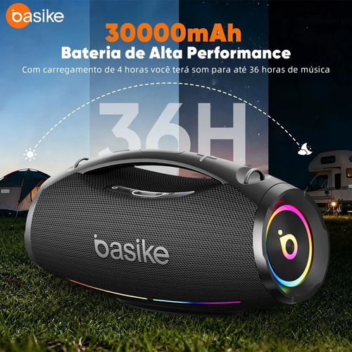 200w Caixa De Som Bluetooth Portátil 30000mah Boombox Ipx6 Basike Caixa Som Estéreo Bass Boost, Alta Hifi ,ajuste Graves / Agudos Com Rgb Luzes Led, Som Para Festa Cor Preto