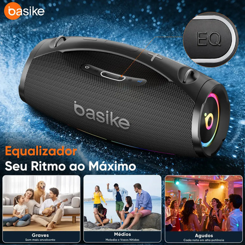 200w Caixa De Som Bluetooth Portátil 30000mah Boombox Ipx6 Basike Caixa Som Estéreo Bass Boost, Alta Hifi ,ajuste Graves / Agudos Com Rgb Luzes Led, Som Para Festa Cor Preto