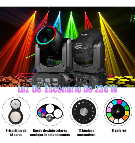 230w Moving Head Led Beam Rgbw Prisma E Gobo Giratório Dmx