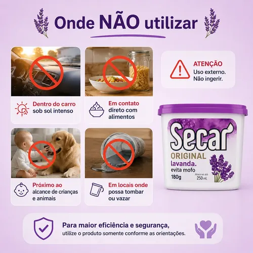 24 Unid. Antimofo Secar 180g Lavanda Desumidificador Armario