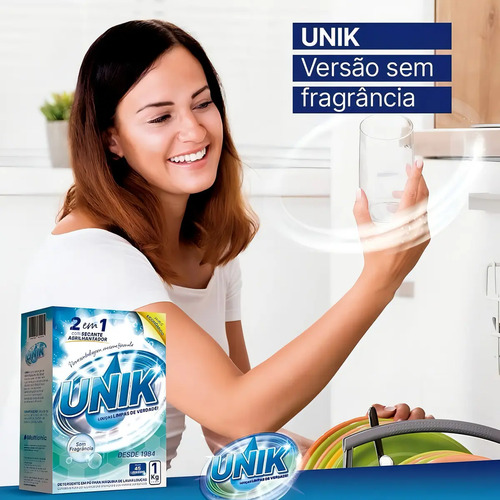 2x Detergente Para Maquina De Lavar Louça Sabão Pó Unik 1kg
