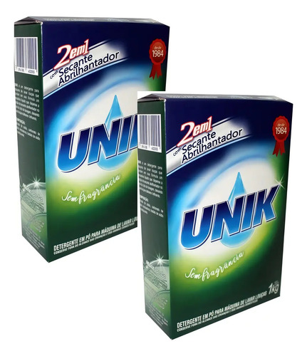 2x Detergente Para Maquina De Lavar Louça Sabão Pó Unik 1kg