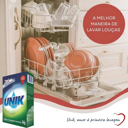 2x Detergente Para Maquina De Lavar Louça Sabão Pó Unik 1kg