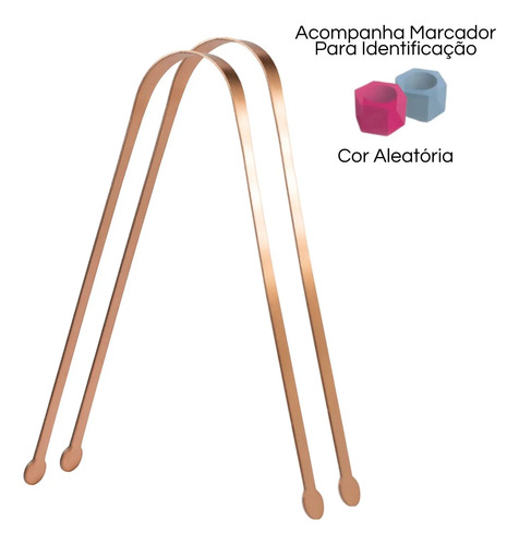 2x Raspador De Lingua Em Cobre Com Identificador Ayurveda