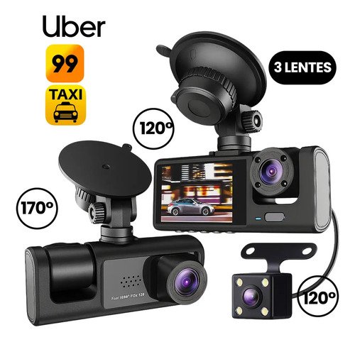 3 camera wifi automotiva veicular carro com hd noturna 1080p