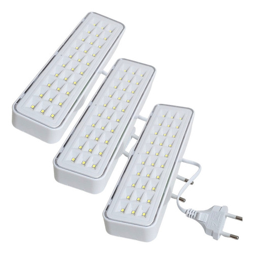 3 luminarias emergencia elgin recarregavel lampada 30 leds