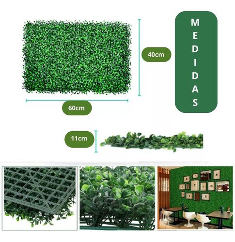 30 Placa Grama Buchinho 40x60 Jardim Vertical Artificial Noogs Para Area Interna e Externa Com Proteção UV