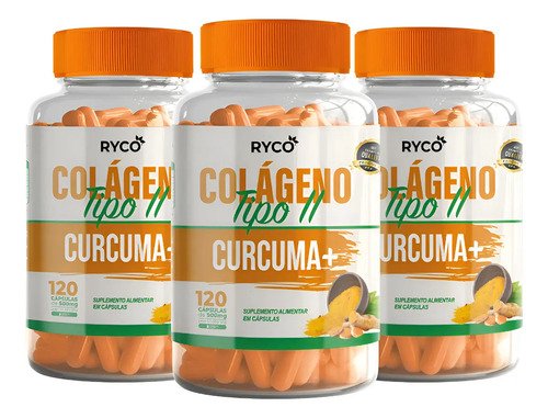 3x curcuma colageno tipo 2 360 capsulas de 500mg ryco