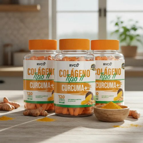 3x Cúrcuma + Colágeno Tipo 2 - 360 Cápsulas De 500mg Ryco