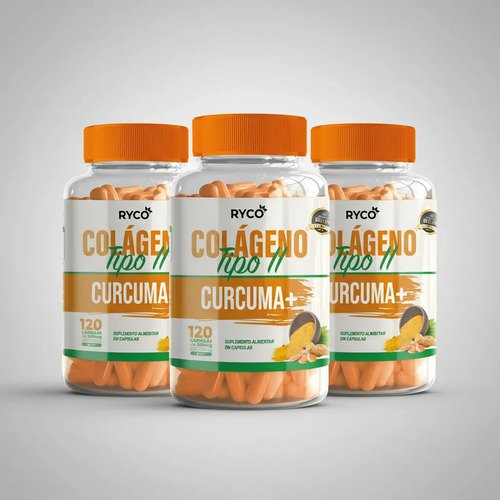 3x Cúrcuma + Colágeno Tipo 2 - 360 Cápsulas De 500mg Ryco