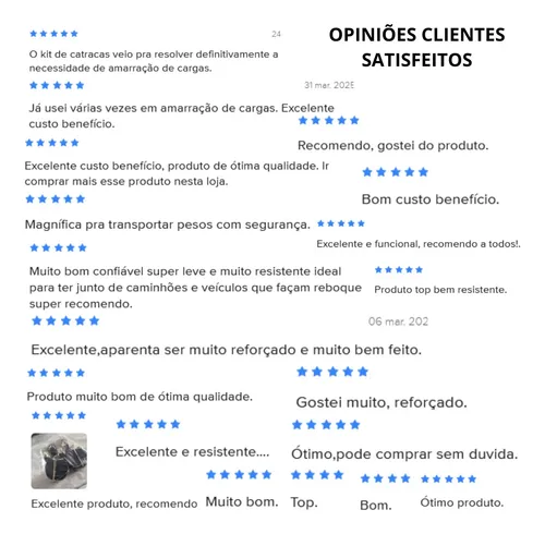 4 Conjunto Catraca Amarração Cinta Preta 4,6 Metros 800kg