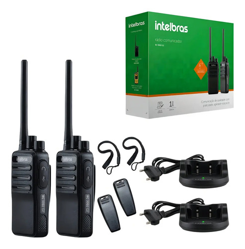 4 Ht Rádio Intelbras Uhf Rc3002 Walkie Talkie Longo Alcance Cor Preto