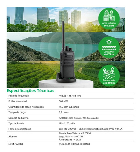 4 Ht Rádio Intelbras Uhf Rc3002 Walkie Talkie Longo Alcance Cor Preto