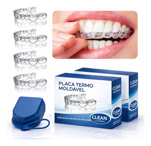 4 placas bruxismo estojo moldeira silicone termo moldavel