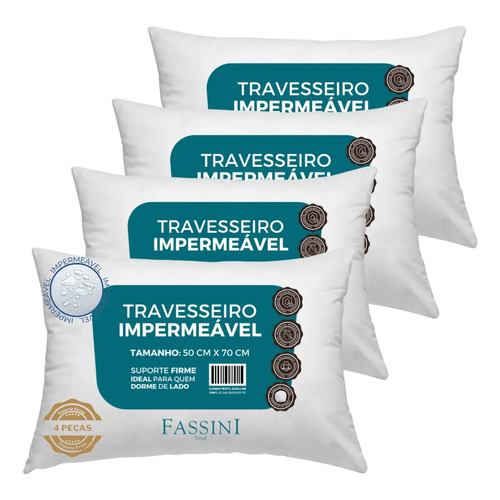 4 travesseiros antialergico impermeavel 50x70 super macio 1