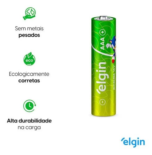 40 Pilhas Alcalina Elgin 3a Aaa Palito 4 Blister C/10 Pilhas