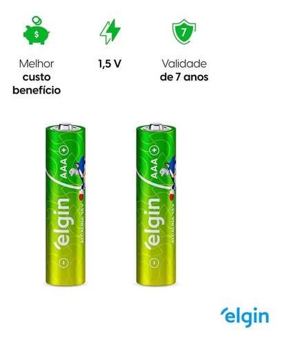 40 Pilhas Alcalina Elgin 3a Aaa Palito 4 Blister C/10 Pilhas