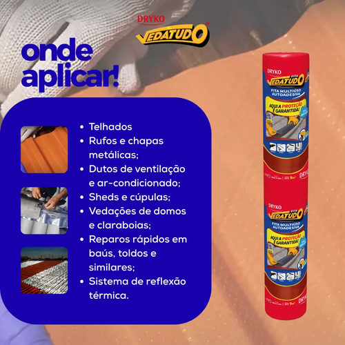 5 Manta Asfáltica Auto Adesiva Terracota 90cm X 10m Vedatudo