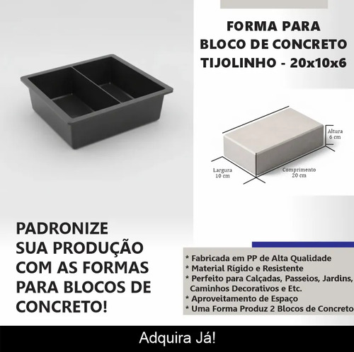 50 Formas De Pvc Tijolinho 20x10x6 Para Piso Bloquete