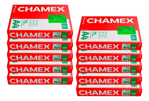 5000 Folhas Papel A4 Sulfite Chamex Caixa 10 Pacotes Resmas Cor Branco