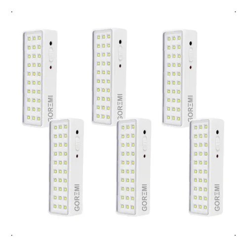 6 luminaria emergencia lampada 30 leds recarregavel bivolt