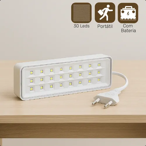 6 Luminária Emergência Lâmpada 30 Leds Recarregável Bivolt