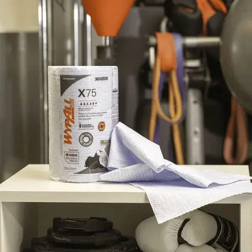 6 Rolos Wypall X75 Pano De Limpeza Industrial Kimberly Clark Azul-aço