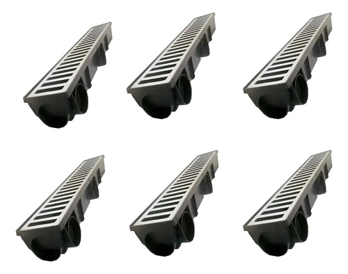 6 unidades ralo linear sifonado grelha 8x50cm